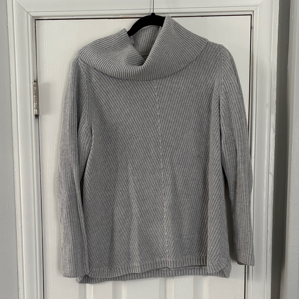Talbots Gray Cowl Neck Knit Sweater – Size L 100% Cotton